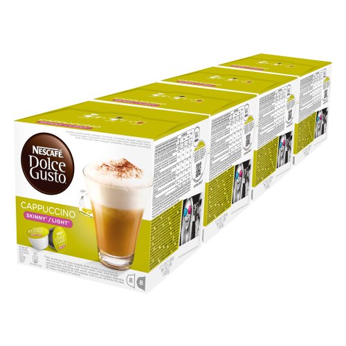 Nescafé Dolce Gusto Cappuccino light, Paquete de 4, 4 x 16 Cápsulas (32 Tazas)