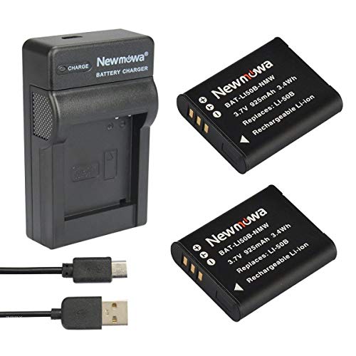 Newmowa® 2X Baterías Li-50B+ Micro USB Cargador Kit para Olympus LI-50B y Olympus SZ-10 SZ-12 SZ-15 SZ-16 iHS Sz-20 SZ-30MR SZ31MR iHS TG-610 Digital Camera + More!
