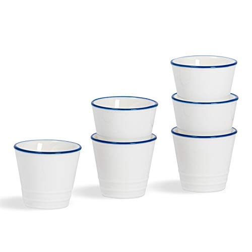 Nicola Spring Huevera para el Desayuno - Estilo rústico - Blanco/Azul - 5 cm - Pack de 6