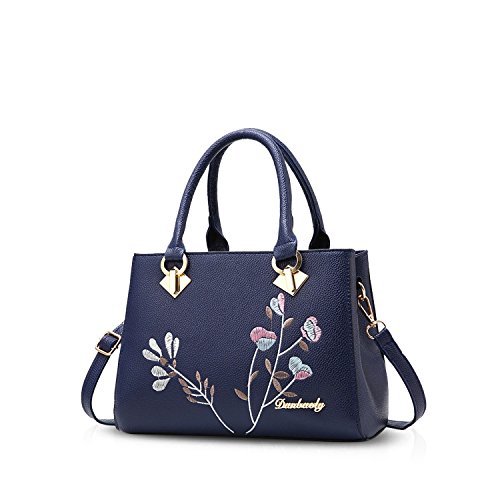 NICOLE&DORIS Retro Mujer Top Handle Bolsas Bolsos Bolsa de hombro Bolsa Crossbody PU Cuero Azul