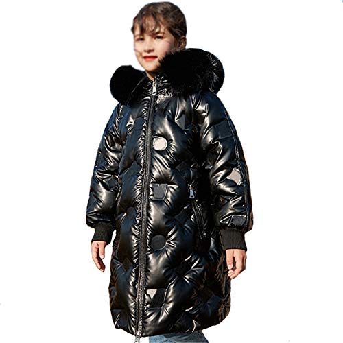 Niños Abrigo para Niña, Invierno Espesando Niños Abajo Parkas, Ropa De Nieve Baby Girl Outerwear Snowsuit Infantil,Negro,11T