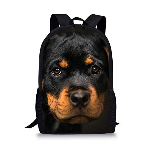 Nopersonality Mochila de escuela primaria para niñas y adolescentes, bolsas de libro divertidas con estampado de animales, Rottweiler. (Negro) - Nopersonality