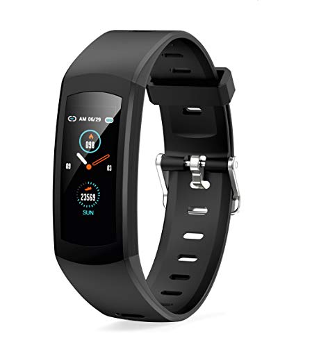 novasmart - Reloj deportivo runR ONE con correa inteligente y pantalla en color, con registro de frecuencia cardíaca y presión arterial, contador de calorías y pasos, y control del sueño, negro