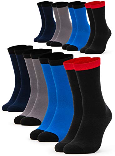 Occulto CALCETINES para NIÑO y NIÑA (8 PARES) TALLA 23-38 de ALGODÓN, CALCETINES para NIÑOS sin COSTURAS Rojo-Negro 31-34