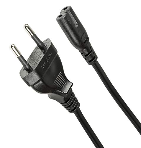 odedo® Goobay - Cable de alimentación con enchufe europeo (3 m, conector europeo a conector IEC C7, 3 m), color negro