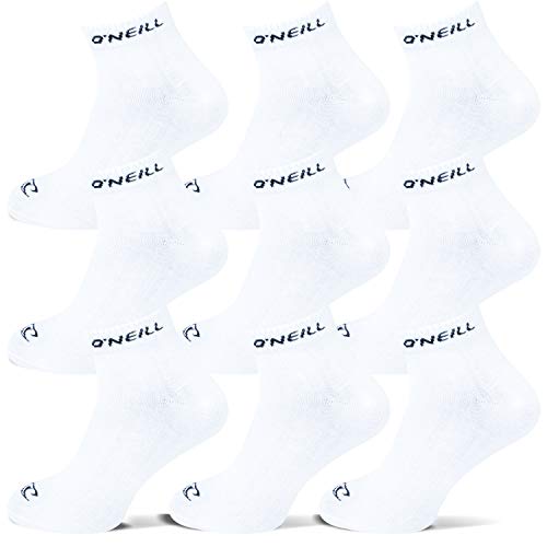 O'Neill Unisex Quarter Calcetines cortos deportivos para el tiempo libre, calcetines de tobillo alto monocromático, algodón, logo Hombres Mujeres Negro Blanco 35-38 39-42 43-46 Blanco (1010p) 43-46