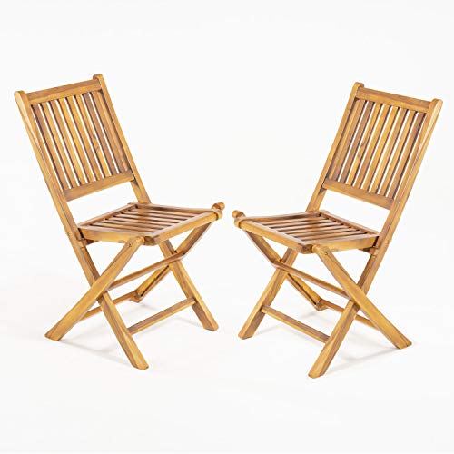 Pack 2 sillas jardín Teca Plegables | Madera Teca Grado A | Tamaño: 51x55x90 cm | Tratamiento al Agua aplicado | Portes Gratis…