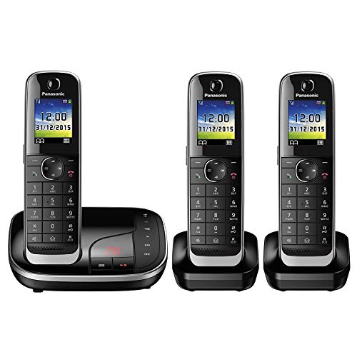 Panasonic KX-TGJ323 - Teléfono (Teléfono DECT, Altavoz, 250 entradas, Identificador de Llamadas, Servicios de Mensajes Cortos (SMS), Negro) [versión importada]