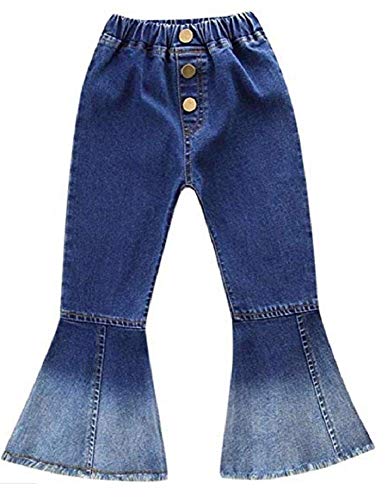 Pantalones vaqueros para niña con diseño de pata de elefante, color azul turquesa 3- 4 años