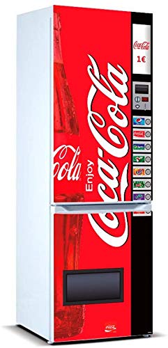 Pegatinas Vinilo para Frigorífico Máquina expendedora Cocacola | Varias Medidas 185x60cm | Adhesivo Resistente y de Fácil Aplicación | Pegatina Adhesiva Decorativa de Diseño Elegante