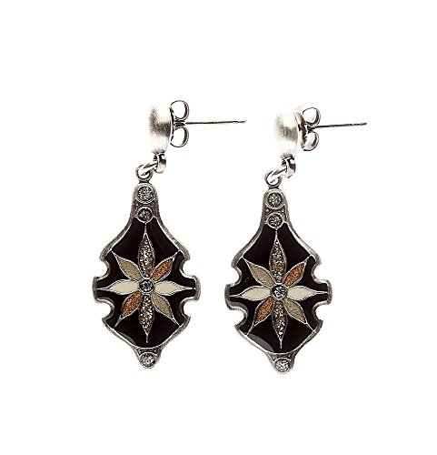 Pendientes Artesanal -Elitt Bijoux - Clara Bijoux - Libre De impurezas De Níquel-Materiales hipoalergénicos - Chapado En Plata - Color Negro -Medidas 36x21 - A-51948-T