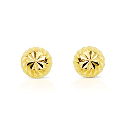 Pendientes Bebe oro amarillo Media Bola Facetada 5 mm