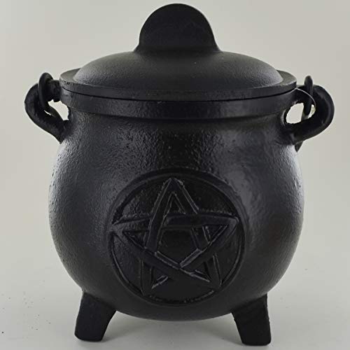 Pentagrama de hierro fundido con diseño de caldero y bruja y accesorio mágico para regalo de neopreno Wicca Potions