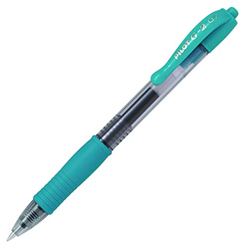 Pilot G2 - Bolígrafo de gel retráctil (0.7mm 1), color turquesa y azul claro