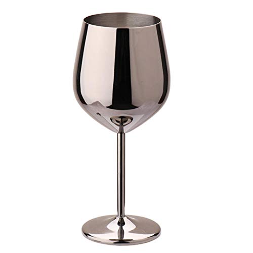 POHOVE Copas de vino de 500 ml de gran capacidad de acero inoxidable para beber, copa de cóctel de champán de una sola capa de cocina inastillable Home Bar sy Clean al aire libre (negro)