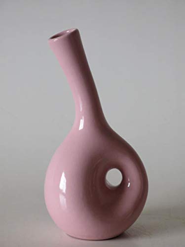 POLONIO - Jarron de Ceramica Rosa de 33 Centímetros- Centro de Ceramica Medianos de Decoracion - Jarron de Decoración - Jarrones Decorativos Modernos -Jarrón de Cerámica Mediano Rosa