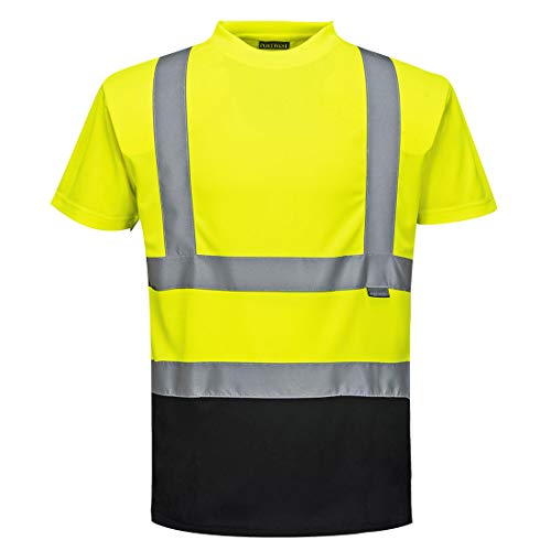 Portwest S378YBRXXL Hi-Vis - Camiseta de manga corta (2 unidades), color amarillo y negro