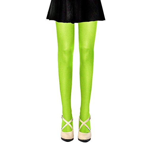 PrettyLoveHose Medias opacas 50 Denier (Rojo, Azul, Rosa, Púrpura, Verde, Beige, Amarillo, Gris, Crema, Marrón, Negro, Blanco) verde fluorescente Talla única