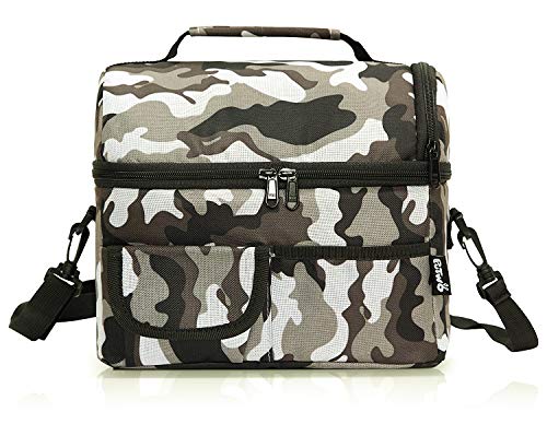 PuTwo Térmica Porta Alimentos 8L Hermética Bolsa Térmica Plegable Bolso Nevera Térmica Tela Bolsas Térmicas para Llevar Comida Nevera Almuerzo para Adulto Niños Trabajo Playa Viaje -Camuflaje Gris