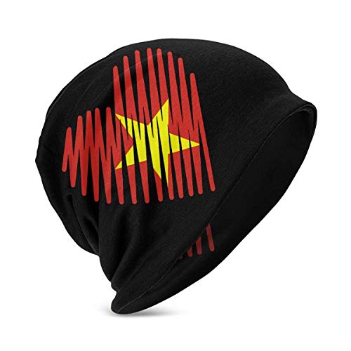 Quintion Robeson Love Vietnam Flag Heart Skull Cap Knit Sombreros Ideal para 3-15 años