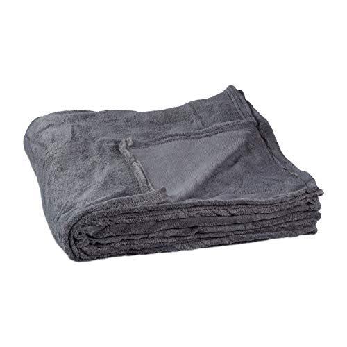 Relaxdays, Gris, 1 x 200 x 220 cm Manta sofá Cama XXL de Forro Polar, poliéster