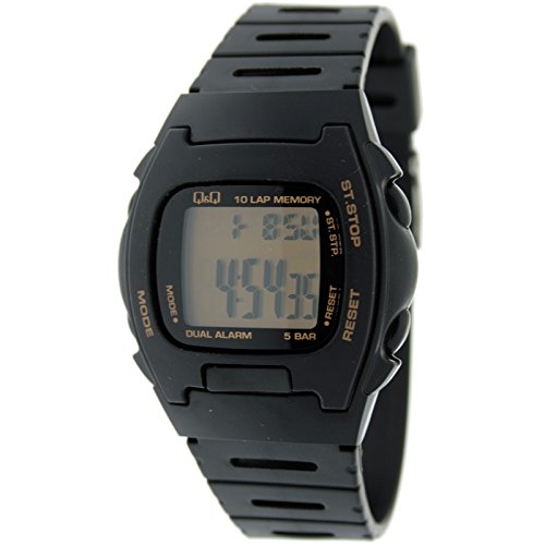 Reloj Digital Caballero Q&Q Mod.MAC5-109 - Crono con memorias, Doble Alarma, Luz - Caucho Negro
