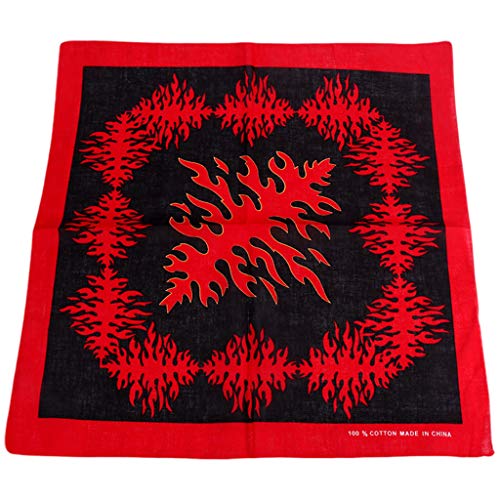 RG-FA - Bandana unisex multifunción cuadrada, 55 x 55 cm, diseño de llamas quemadas con tema impreso, para deportes, correr, hip hop, danza 2