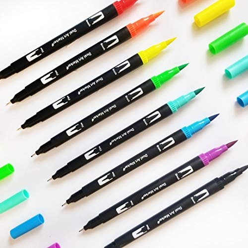 Rotuladores Doble Punta Profesionales 36 Pcs - Rotuladores Punta Pincel de Nylon Flexibles - Dual Tip Brush Pen - Lápices Acuarelables para Caligrafía, Lettering, Dibujos