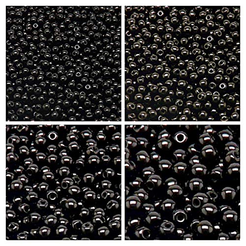 Round Beads, checas prensadas cuentas de vidrio, redondas 3mm, 4mm, 6mm, 8mm de diámetro . Color: Jet Black. Un total de 275 piezas de perlas. Set 1CRP 401 (3RP004 4RP010 6RP014 8RP001)