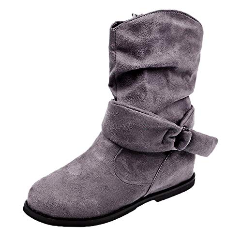 Routinfly Zapatos de mujer de tacón alto, botas para mujer, tipo vendimia, carga media gris 39 cm