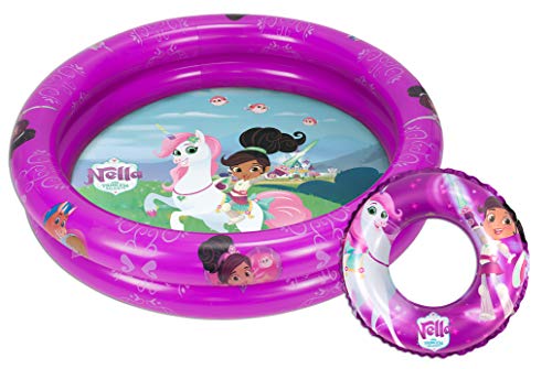 Saica - Set de Piscina y Flotador Hinchables para Niños y Niñas - Princess Nella - Medidas Piscina 90 cm Diámetro. Flotador 50 cm diámetro