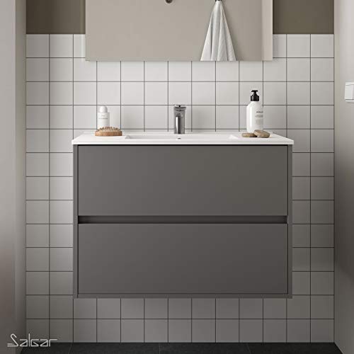 Salgar NOJA Mueble+Lavabo Gris Mate - Medida: 90 CMS