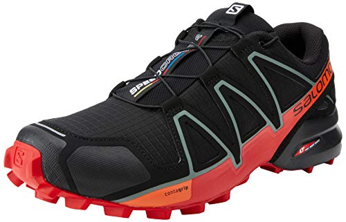 SALOMON Speedcross 4, Zapatillas de Trail Running Hombre, Negro (Black/Goji Berry/Red Orange), 42 2/3 EU