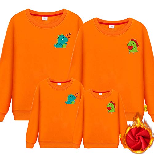 SANDA Madre E Hija,Ropa para Padres e Hijos Primavera Familia Tres o Cuatro Madre-Hijo Madre e Hija Ropa Familiar suéter Rojo de Manga Larga-Naranja_Niñas 130