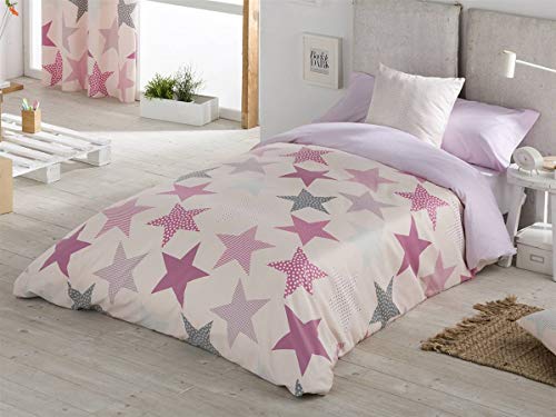 Sansa - Funda nórdica ESTRELLAS cama 90 - color rosa