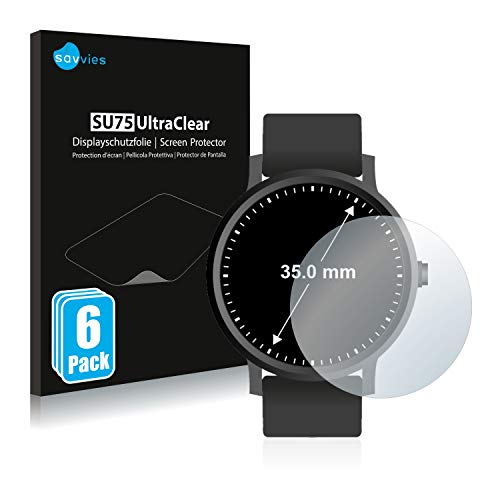 savvies Protector Pantalla Compatible con Relojes (Circular, Diámetro: 35 mm) (6 Unidades) Pelicula Ultra Transparente