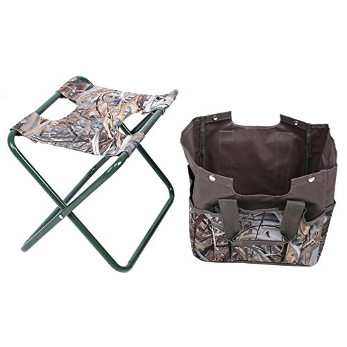 Semiter Camuflaje Práctico fácil desmontaje y Limpieza Taburete de Camping, Silla Plegable, 15.9X13.0 Pulgadas para Pesca en el Patio, Picnic, Camping, jardín, Barbacoa