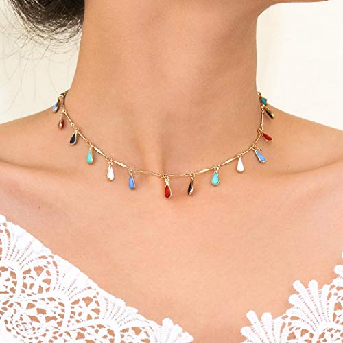 Sethain Boho Rosario Gargantilla Collar Oro soltar Colgante Cadena Con cuentas Corto Collares Joyería para mujeres y niñas