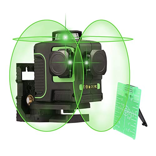 Sfeomi Nivel Láser de 12 Líneas 3D Nivel Láser Giratorio de 360 ° Laser Level con Rayo Verde Nivel Laser para Plano Horizontal y Vertical Nivel Láser Autonivelante de Alta Precisión