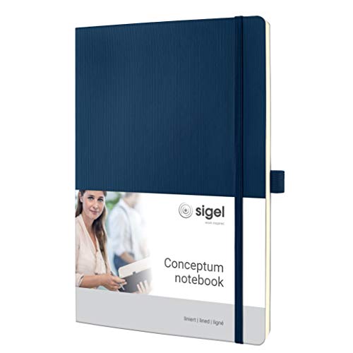 SIGEL CO317 Conceptum - Libreta con tapa blanda, 18.7 x 27 cm, a líneas, color azul oscuro