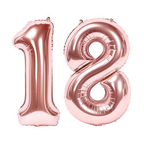 Siumir Globos de Número Número 18 Oro Rosa Globos Digital Grande Papel De Aluminio Globos Decoración de Fiestas de Cumpleaños