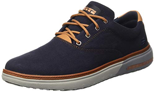 Skechers Folten-Verome, Zapatillas Hombre, Azul (NVY Khaki Canvas), 42 EU