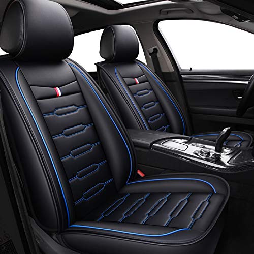 Skysep Cartoon Conjunto Completo Universal Fit 5 Asientos Coche Rodeado Fundas de Asiento de Coche de Cuero Impermeables Protector Ajustable Cojines de Asiento Automáticos Extraíbles (Azul Negro)