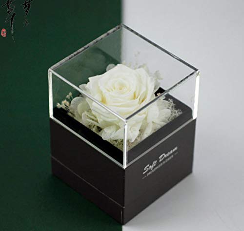 SMACO Presentes de cumpleaños Día de San Valentín Regalo de Las Mujeres aumentó Joyas de la Caja para la Boda de Flores secas Marry Reales Flores Eternas Rosas en Caja,F