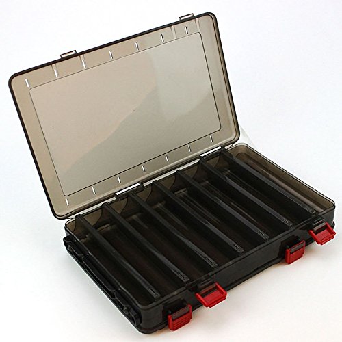 SODIAL Caja de Cebo de Pesca de Doble Cara PP Caja de Almacenamiento de plastico de 18.5x27.5x5cm 14 Espacio Caja de camarones de Madera Caja de Pesca senuelo