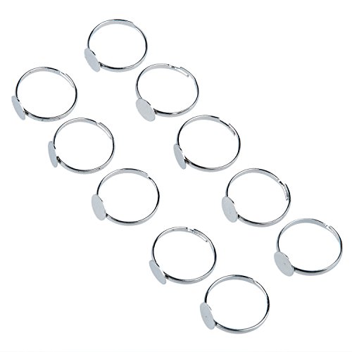 SODIAL(R) 10 x Base Anillo Metal Ajustable Color Plata 8mm Fornituras