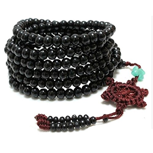 SODIAL(R) 216 pcs Cuentas De Sandalo De Tibetan Pulsera con Negro Cuentas Collar Pulsera Budista