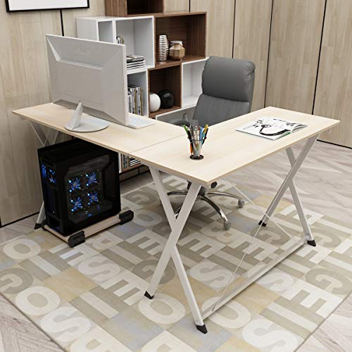 sogesfurniture Escritorio Esquinero para Ordenador, Mesa de Ordenador en Forma de L, Mesa de Estudio Escritorio de la Computadora para Casa, Oficina, (158+120) x48x75cm, BHEU-ZJ1-MO