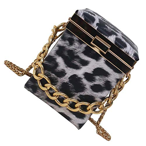 SOIMISS Bolso de Hombro con Estampado de Leopardo Bolso de Cuero de PU Caja Impresa Bandolera de Cadena Bolso de Hombro para Citas de Noche Bolsa de Mensajero para Mujeres Niñas Damas