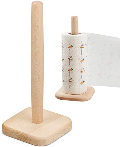 Soporte Papel Cocina, Portarrollos Papel Cocina Madera para Dormitorio Baño Costura de Hilo - 31cm x 13,2 cm